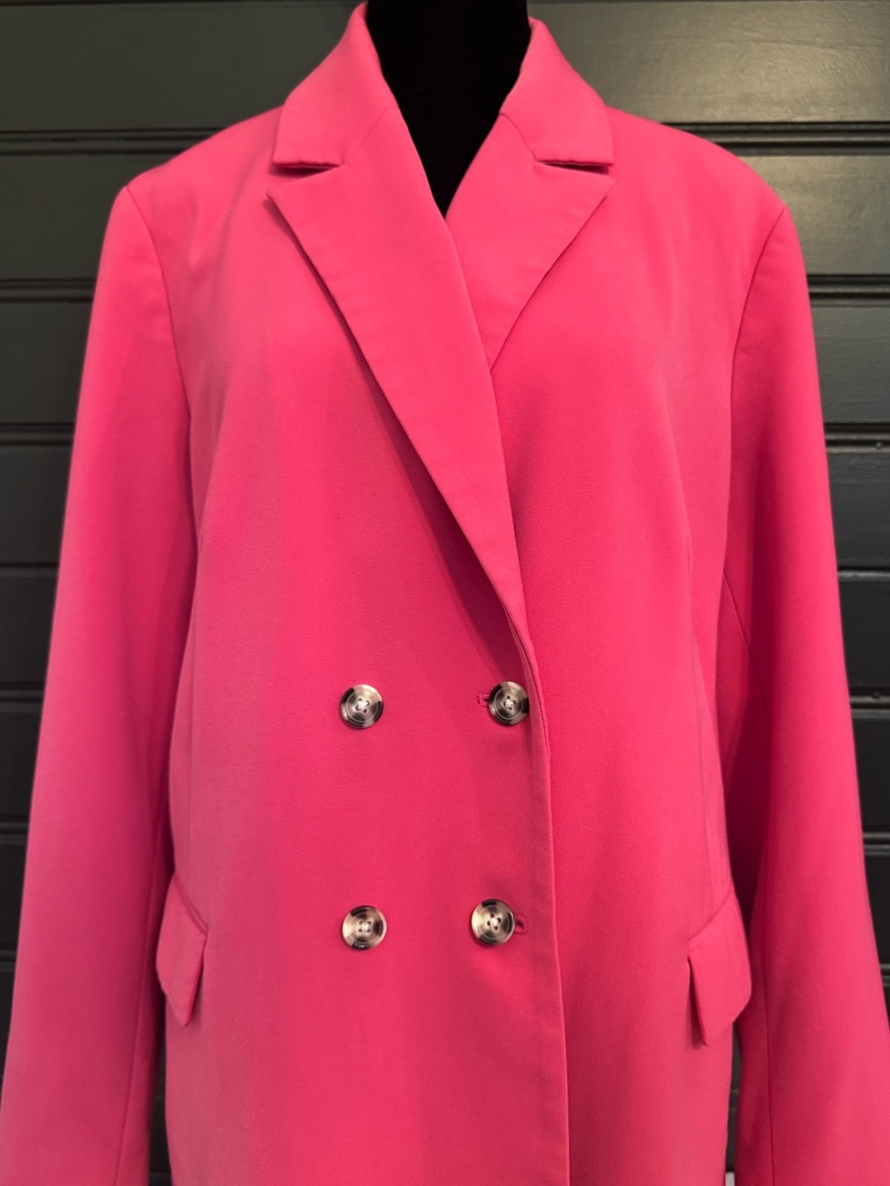 Nine West Hot Pink Double-Breasted Women's Blazer Coat